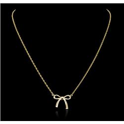 14KT Yellow Gold 0.05ctw Diamond Bow Necklace