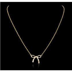 14KT Yellow Gold 0.05ctw Diamond Bow Necklace