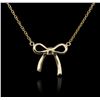 Image 2 : 14KT Yellow Gold 0.05ctw Diamond Bow Necklace