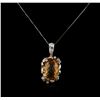 Image 2 : 18KT White Gold 18.12ct Citrine and Diamond Pendant With Chain