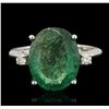 Image 1 : 14KT White Gold 4.09ct Emerald and Diamond Ring