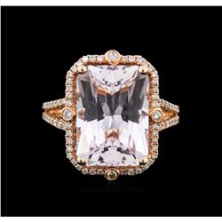 14KT Rose Gold 9.78ct Kunzite and Diamond Ring