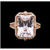 Image 1 : 14KT Rose Gold 9.78ct Kunzite and Diamond Ring