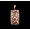 Image 1 : 14KT Rose Gold 11.43ct Pink Opal and Diamond Pendant