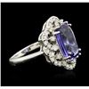 Image 2 : 14KT White Gold 4.71ct Tanzanite and Diamond Ring