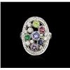 Image 1 : 14KT White Gold 1.69ctw Multi Gemstone and Diamond Ring