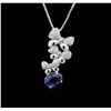Image 2 : 14-18KT White Gold 1.49ct Sapphire and Diamond Pendant With Chain