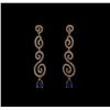 Image 1 : 1.56ctw Blue Sapphire and Diamond Earrings - 14KT Rose Gold