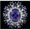 Image 1 : 14KT White Gold 4.93ct Tanzanite, Sapphire and Diamond Ring