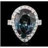 Image 1 : 14KT White Gold 15.46ct Topaz and Diamond Ring