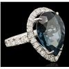 Image 2 : 14KT White Gold 15.46ct Topaz and Diamond Ring