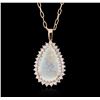 Image 1 : 14KT Rose Gold 6.23ct Opal and Diamond Pendant With Chain