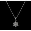 Image 2 : 14KT White Gold 0.35ctw Diamond Pendant With Chain