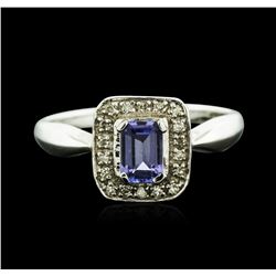 14KT White Gold 0.64ct Tanzanite and Diamond Ring