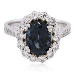 14KT White Gold 2.96ct Blue Spinel and Diamond Ring