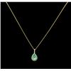 Image 2 : 2.73ct Emerald and Diamond Pendant With Chain - 14KT Yellow Gold
