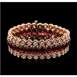 14KT Rose Gold 44.70ctw Ruby and Diamond Bracelet