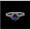 Image 1 : 0.80ct Tanzanite and Diamond Ring -14KT White Gold