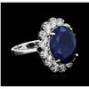 Image 2 : 14KT White Gold 8.84ct Sapphire and Diamond Ring