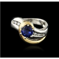 14KT Two-Tone Gold 0.95ct Sapphire and Diamond Ring