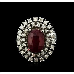 14KT White Gold 4.53ct Ruby and Diamond Ring