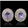 Image 1 : 14KT White Gold 1.40ctw Tanzanite and Diamond Earrings