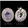 Image 2 : 14KT White Gold 1.40ctw Tanzanite and Diamond Earrings