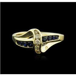 14KT Yellow Gold 0.16ctw Sapphire and Diamond Ring