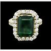 Image 1 : 14KT Yellow Gold 6.96ct Emerald and Diamond Ring