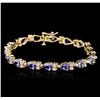 Image 1 : 14KT Yellow Gold 6.84ctw Tanzanite and Diamond Bracelet