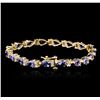 Image 2 : 14KT Yellow Gold 6.84ctw Tanzanite and Diamond Bracelet