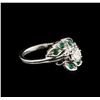 Image 2 : 0.40ct Diamond and Emerald Ring - 14KT White Gold