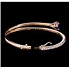 Image 3 : 14KT Rose Gold 3.18ct Tanzanite and Diamond Bangle Bracelet