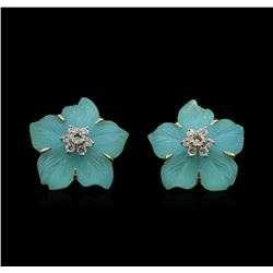 1.12ctw Diamond Clematis Non-Pierced Flower Earrings - 18KT Yellow Gold