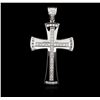 Image 1 : 14KT White Gold 0.98ctw Diamond Cross Pendant