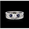 Image 1 : 14KT White Gold 0.85ctw Diamond and Sapphire Wedding Ring Set