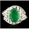 Image 1 : 14KT White Gold 2.76ct Emerald and Diamond Ring