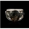 Image 1 : 8.80ct Smoky Quartz and Diamond Ring - 18KT White Gold