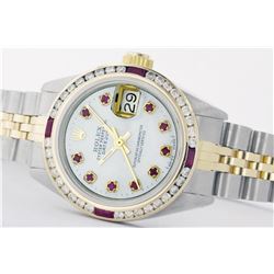 Rolex Two-Tone Diamond and Ruby DateJust Ladies Watch