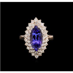 3.11ct Tanzanite and Diamond Ring - 14KT Rose Gold