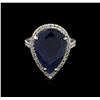 Image 1 : 14KT White Gold 14.46ct Sapphire and Diamond Ring