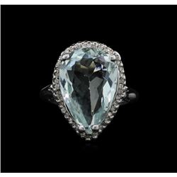 5.70ct Aquamarine and Diamond Ring - 14KT White Gold