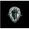 Image 1 : 5.70ct Aquamarine and Diamond Ring - 14KT White Gold