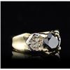 Image 2 : 14KT Yellow Gold 1.70ct Black & White Diamond Ring