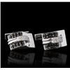 Image 1 : 18KT White Gold 0.60ctw Diamond Cuff Links