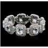 Image 1 : 14KT White Gold 38.79ctw Aquamarine and Diamond Bracelet