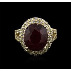 14KT Yellow Gold 6.68ct Ruby and Diamond Ring