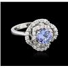 Image 2 : 14KT White Gold 1.40ct Tanzanite and Diamond Ring