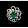 Image 1 : 18KT White Gold 1.34ct Emerald and Diamond Ring