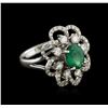 Image 2 : 18KT White Gold 1.34ct Emerald and Diamond Ring